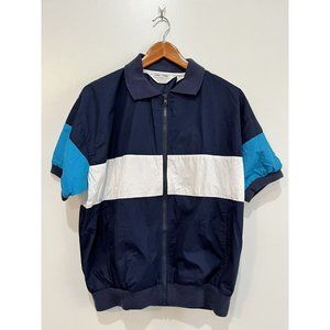 Vintage Christian Dior Monsieur 80's Short Sleeve Blue and White Jacket Sz Large